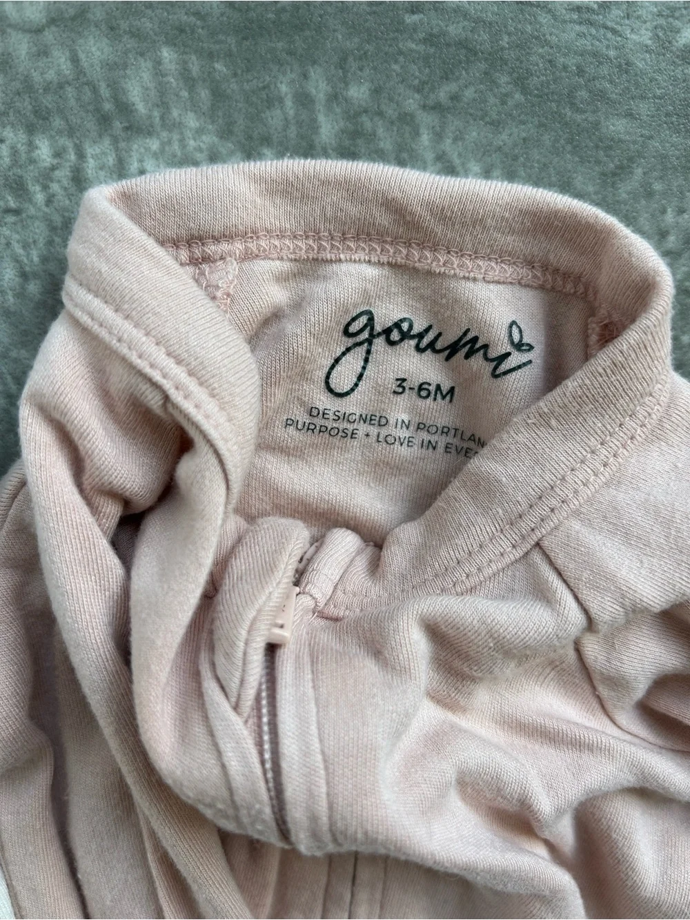 Zippered Footed Pajama Set in Cream and Dusty Pink